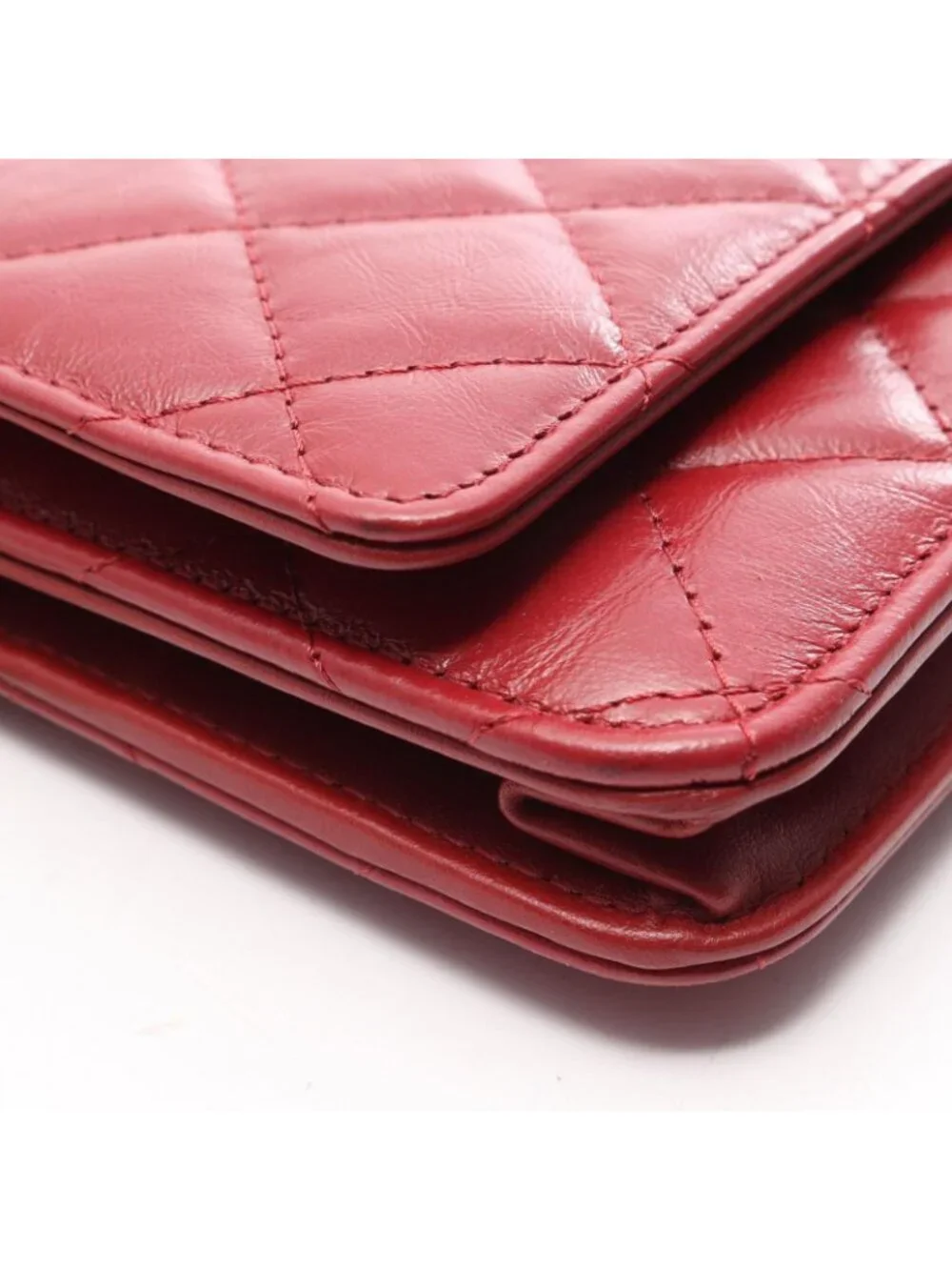 Chanel Shoulder Bag 2.55 Quilted Red Calfskin Chain Wallet